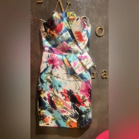 NWT Jovani Strapless Multicolor Floral Dress SIZE 8 - Picture 2 of 8